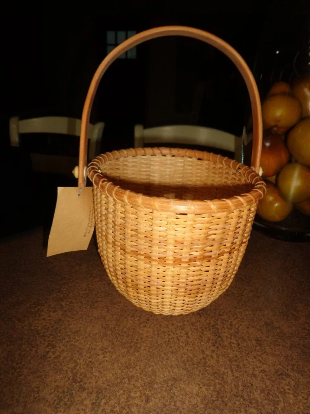 NEW Handcrafted NANTUCKET Oval Handled Basket  Handle & Bottom